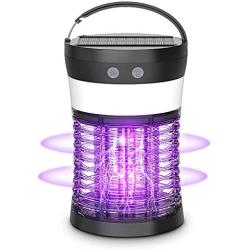 Mosquito Bug Zapper Outdoor, Aukfa Solar Mosquito Killer Lamp Insect Killer and Rechargeable Electric Fly Insect Trap with 3 Lighting Function Waterproof Portable Mosquito Trap for Indoor Camping