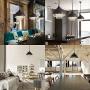 LITFAD Industrial Pendant Lamp Wrought Iron Vintage Retro Crystal Pendant Light - Adjustable 13'' Edison Metal Hanging Ceiling Light Chandelier with Hanging Crystal for Restaurant Living Room Cafe