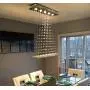 7PM Modern Crystal Rectangle Chandelier Raindrop Ceiling Light Fixture for Dining Room Kitchen Living Room L32 x W8 x H40 Inches