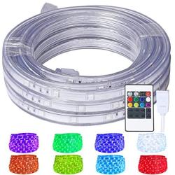 LED Rope Lights, 16.4ft Flat Flexible RGB Strip Light, Color Changing, Waterproof for Indoor Outdoor Use, Connectable Decorative Lighting, 8 Colors and Multiple Modes