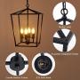 Farmhouse Chandelier 4-Light Vintage Lantern Black Pendant Light Fixture Iron Cage Hanging Light for Kitchen Island Dining Room Hallway Foyer Entryway