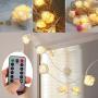 echosari [Updated Version] Battery Operated 15 ft 30 LED White Rose Flower Fairy String Lights with Remote for Valentines, Wedding, Bedroom, Indoor Decoration (Dimmable, Timer, 8 Modes, Warm White)