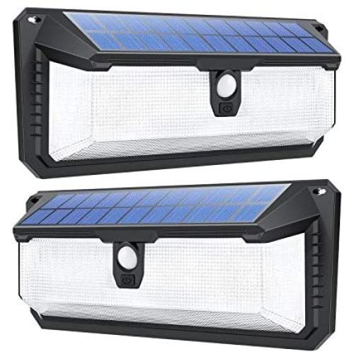KOMINT Solar Motion Lights Outdoor, 258 LEDs Super Bright LED Solar Lights Outdoor IP65 Waterproof Outdoor Solar Lights for Garden Fence Patio Backyard Garage(2 Pack)