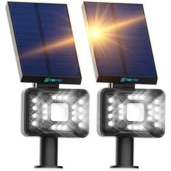 TBI 21 LEDs Solar Landscape Spotlights, 200ft Lighting Distance - Waterproof Solar Powered Wall Lights - 2-in-1 Wireless Outdoor Landscaping Lights for Yard Garden Driveway Porch Walkway Pool 2-Pack