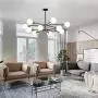 Modern Sputnik Chandelier, KAISITE Black and Gold Chandelier with 3 Spare Rod and Universal Joints, Mid Century Slope Mounted Pendant Light for Kitchen Dining Room Living Room Bedroom.12-Lights