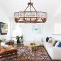 NOXARTE Round Crystal Chandelier Vintage LED Dimmable Hanging Ceiling Light with Adjustable Chain for Dining Room Bedroom Farmhouse Brown