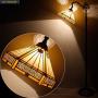 Tiffany Mission Style Reading Floor Lamp Lighting W12H64 Inch Yellow Stained Glass Hexagon Lampshade Antique Adjustable Arched Base S011 WERFACTORY Lamps Living Room Bedroom Beside Table Desk Gifts
