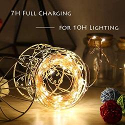 BINZET Solar Fairy Lights, 33Ft 100LEDs Waterproof Decorative Copper Wire Solar String Lights Outdoor for Party, Patio, Garden, Gate, Yard, Wedding, Christmas (Warm White,2 Pack)