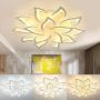 Modern LED Ceiling Light Dimmable Light Fixture Lotus Flower Petal Ceiling Lamp with Remote Control Flush Mount Chandelier for Bedroom Dining Room Kitchen (Number of Lights: 5+10)