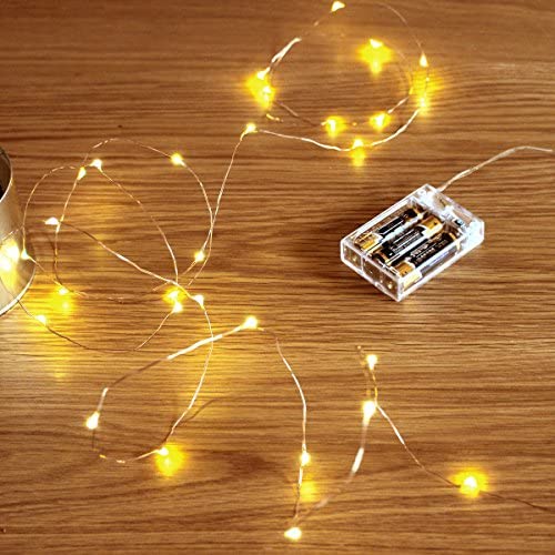 Sanniu Led Fairy Lights, Mini 3AAA Battery Powered Copper Wire Starry Fairy Lights, Battery Operated Lights for Bedroom, Christmas, Parties, Wedding, Centerpiece, Decoration (5m/16ft Warm White)