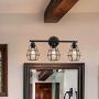 KOONTING 3-Light Industrial Bathroom Vanity Light, Metal Wire Cage Wall Sconce, Vintage Edison Wall Lamp Light Fixture for Bathroom, Dressing Table, Mirror Cabinets, Vanity Table.