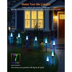 ECOWHO Low Voltage Landscape Lights, 8 Pack Color Changing RGB Landscape Lights, Connectable Pathway Lights Outdoor, Waterproof Outdoor Garden Path Yard Lawn Lights (7 Colors Keep Changing, 480lm)