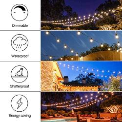 YVETTE LED Solar Outdoor String Lights Waterproof, 24FT LED Patio Lights, 8×E26 Hanging Sockets and 9×1W Vintage Edison Bulbs(A Spare), 2700K Warm White for Wedding Porch Party