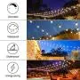 YVETTE LED Outdoor String Lights 25ft, Waterproof Backyard String Lights, Linkable ETL Approved 8 Base Sockets 2200K WarmWhite 9 S14 Bulbs(1 Spare) for BBQ Porch Wedding Garden Party (White)