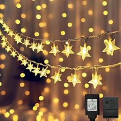 Dooit 49FT 100LED Star String Lights,29V Plug in Fairy String Lights Waterproof,Use for Christmas Birthday,Wedding,Ceremony Party, Indoor/Outdoor Decoration (Warm White)