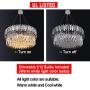 MEEROSEE Modern Crystal Chandelier Lighting Chrome Pendant Lights Fixture with Stainless Steel Shade Island Chandeliers Ceiling Dining Room Living Room Contemporary Kitchen Dimmable 12-Lights