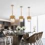 LITFAD Gold 2 Tiers Pendant Light 3 Lights LED Pendant Lamp Modernism Clear Crystal Hanging Ceiling Light Modern Design LED Chandelier for Dining Room Living Room Restaurant Hotel