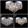 WIFUME Mini Crystal Chandelier, Modern Chandelier Lighting Fixture, 3 Lights Flush Mount Ceiling Light, Crystal Ceiling Lamp for Bedroom Kitchen Living Room Hallway Dining Room, Wide11''