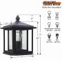 SkyTalent Outdoor Post Light Fixture, Ancient House Outdoor Column Light, Patio Outdoor Pillar Light in Matte Black Finish with Clear Bubble Glass, 7.5“ W x 9.2” H, 0288-PF-B