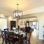 VINLUZ 4 Light Hanging Lantern Pendant Light Black Industrial Cage Dining Room Chandelier with Clear Glass Shade for Kitchen Foyer Entryway Dining Room