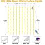 Suwitu Curtain String Lights, 300 LED Window Curtain Fairy Lights Copper Wire Twinkle String Light USB Remote Control 8 Modes Hanging Light for Bedroom Indoor Home Wedding Garden Party (Warm White)
