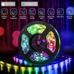 Smart RGB LED Strip Lights, 32.8ft Waterproof Outdoor Strips Bluetooth Tape Light 300 LEDs SMD5050 Music Sync Color Changing, Phone APP Controlled for iOS & Android Home Party Kitchen Christmas Decor