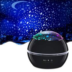 Night Light for Kids, 360° Rotating Star Projector, Ocean Lamp Toys for Children Bedroom Decoration, Gifts for Baby Girls Boys (Black)