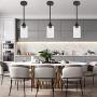 MELUCEE 1-Light Glass Pendant Light Industrial Edison Style Oil Rubbed Bronze Finish, Kitchen Island Lighting Hanging Lamp for Dining Room Sink Bedroom
