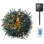MZD8391 500LED 164FT Solar Power Christmas Lights Outdoor Indoor String Lights 8 Modes with Remote Control for Christmas Tree Decoration (Warm White)