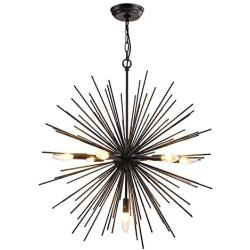 Sputnik Chandelier Ceiling Lighting 7 Lights Pendant Lamp Fixture with Black Metal Finish for Dining Room,Bedroom,Kitchen (Black)