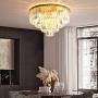 Modern K9 Crystal Chandelier Lighting, Luxury Gold Crystal Ceiling Chandelier with Remote, Crystal Flush Mount Ceiling Light Fixture for Island Dining Room Bedroom Living Room (Dia 23 Inch)