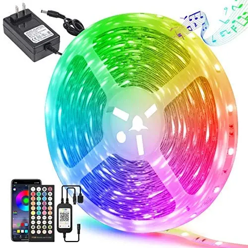 LED Strip Lights 50ft, Bluetooth LED Light Strips Sync to Music, Color Changing Strip Light with APP Remote Control, 5050 RGB LED Strips Flexible LED Lights for Bedroom Party Home Decoration (1x50ft)