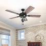 Honeywell Ceiling Fans 50615-01 Glencrest 52” Indoor & Outdoor, LED Edison Bulbs, ETL Damp Rated Aged Teak/Dark Walnut Blades, Oil Rubbed Bronze