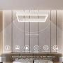 Royal Pearl Modern Foyer Pendant Light LED 1 Ring Contemporary Chandelier Square Shape Acrylic 43W 3440lm White for Bedroom Living Dining Room