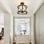 UOFUS Metal Semi Flush Mount Ceiling Light Fixture ，4 Candle Holder Lights Rustic Chandelier ，Farmhouse Lighting for Living Room Bedroom Kitchen Hallway