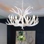 EFFORTINC Resin Antler Chandelier White Antler Chandelier Living Room Dining Room Easy Installation (4 Lights)