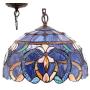 Tiffany Hanging Light W12H32 Inch Blue Purple Cloudy Stained Glass Pendant lamp 1E26 S558 WERFACTORY Series Lamps Chandelier Ceiling Fixture Kitchen Island Bar Hallway Living Room Dining Room Loft
