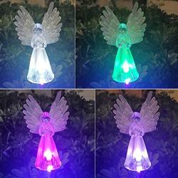 Angel Landscape Path Lights Garden Solar LED Outdoor Christmas Decor Christmas Memorial Angel Light Garden Stake Outdoor In-Ground Lights Outdoor Cemetery Grave Angels Statue Christmas Party Decor