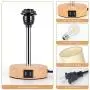 Bedside Lamp with USB port - Touch Control Table Lamp for Bedroom Wood 3 Way Dimmable Nightstand Lamp with Round Flaxen Fabric Shade for Living Room, Kids Room, College Dorm, Office(LED Bulb Included)