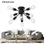 Semi Flush Mount Ceiling Light E26 Base 8- Light Modern Antique Black Sputnik Chandelier Industrial Ceiling Lamp Fixture for Kitchen Dining Room Bedroom Study Living Room(Bulb Not Included)