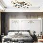 Sivilynus Modern Sputnik Ceiling Hanging Light Chandelier 8 Lights Flush Mount Brushed Nickel Sputnik Lighting for Kitchen Dining Room Living Room Foyer