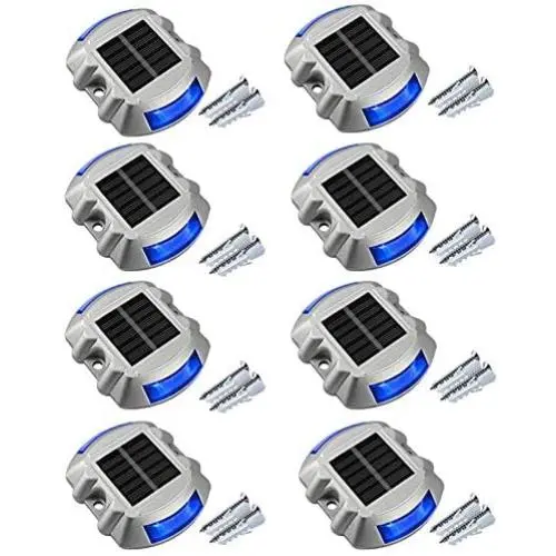 Solar Dock Light Driveway Lights Outdoor, APONUO Solar Deck Lights 8packs Pathway Lights Led Step Waterproof Outdoor Warning Step Lights for Driveway Garden Pathway Step (White) (Blue) Solar Dock Light Driveway Lights Outdoor, APONUO Solar Deck Lights 8packs Pathway Lights Led Step Waterproof Outdoor Warning Step Lights for Driveway Garden Pathway Step (White) (Blue)