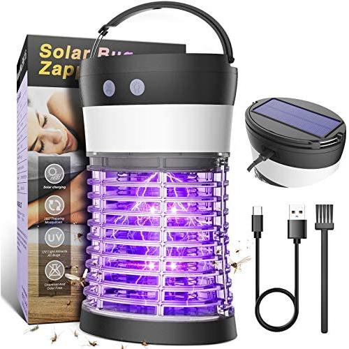 Bug Zapper, Electric Solar Mosquito Killer for Indoor & Outdoor, 3000V High Powered Pest Control Waterproof UV Mosquito Zapper,Rechargeable Insect Fly Trap for Home,Kitchen,Patio, Backyard,Camping