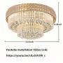 KALRI Modern K9 Crystal Chandelier Flush Mount LED Ceiling Light Fixture Pendant Lamp for Living Room Bar Shop (Dia 23.6)