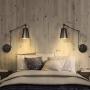 Industrial Plug in Wall Sconces with Matte Black Farmhouse Swing Arm Wall Lamp for Bedroom Bathroom Dining Room Kitchen ( Set of 2 )