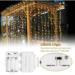 STARKER 36ft 100LEDs String Lights 8 Mode Battery Powered IP65 Waterproof Fairy Lights Remote Control Timer Twinkle Lights for Bedroom, Outdoor,Garden, Patio, Party,Christmas (Warm White, Dimmable)…