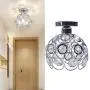 Hallway Ceiling Light Mini Crystal Chandelier Semi Flush Mount Ceiling Light Close to Ceiling Lighting Bedroom Kitchen Living Room Modern Pendant Lighting Fixture,E26 Base,Chrome