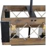 Kitchen Island Lighting, Wood Farmhouse Chandelier, Dining Room Hanging Fixture with 5 Glass Globes, 32”L x 10”H