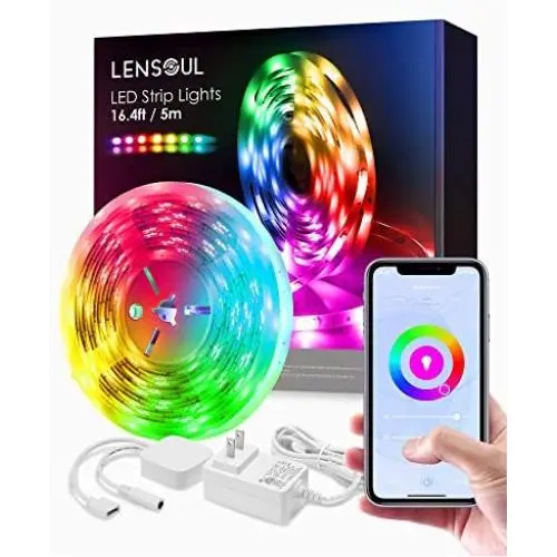 LED Strip Light, RGB+White Rope Light Strip, Strip Lighting with iOS & Android App Control, Alexa & Google Assistant Support, IP65 Water Resistance, and Music-Syncing Effects for Home (16.4ft)