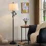 Maxax Traditional Floor Lamp with White Fabric Shade for Living Room and Bedroom, Black